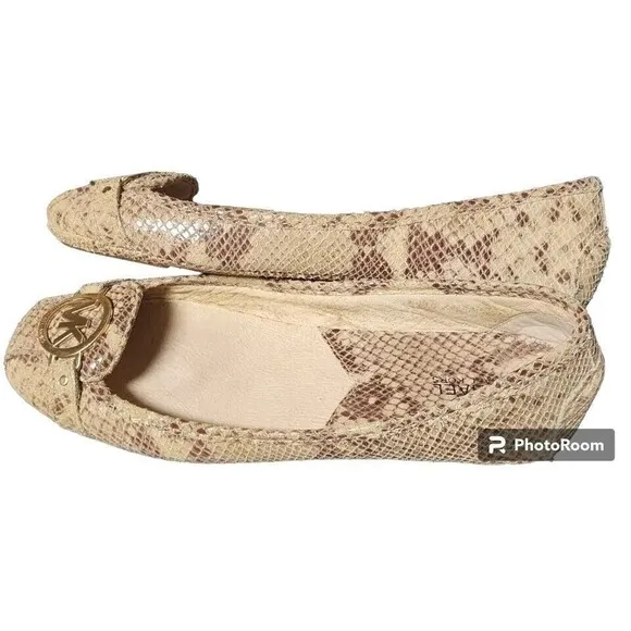 Michael Kors Snakeskin Flats Size 11 Comfort Monogram
