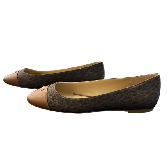 MICHAEL KORS Verity Flex Ballet MK Logo Women's Flats MSRP $110 Size 9.5 Brown