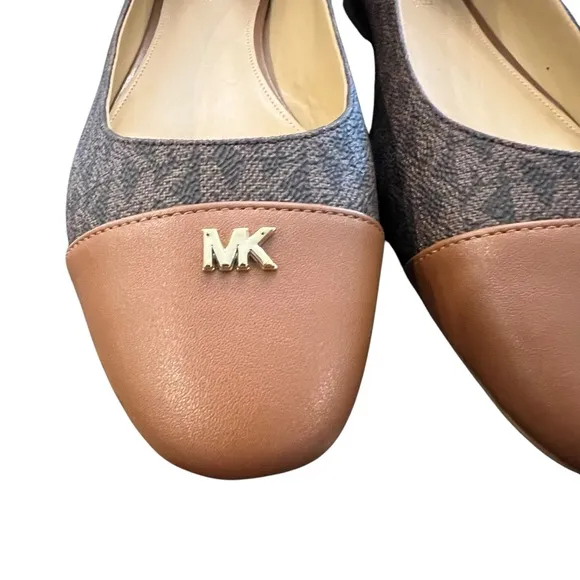 MICHAEL KORS Verity Flex Ballet MK Logo Women's Flats MSRP $110 Size 9.5 Brown