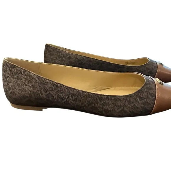 MICHAEL KORS Verity Flex Ballet MK Logo Women's Flats MSRP $110 Size 9.5 Brown