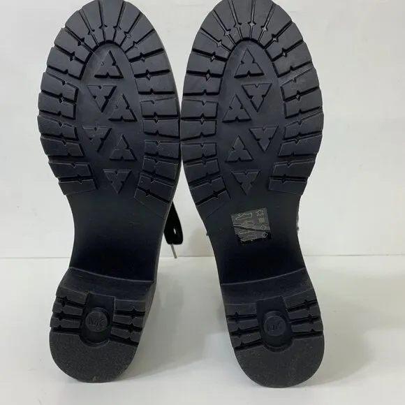 Michael Michael Kors Tilda Quilted Leather Combat Boots in Black Grunge Size 9