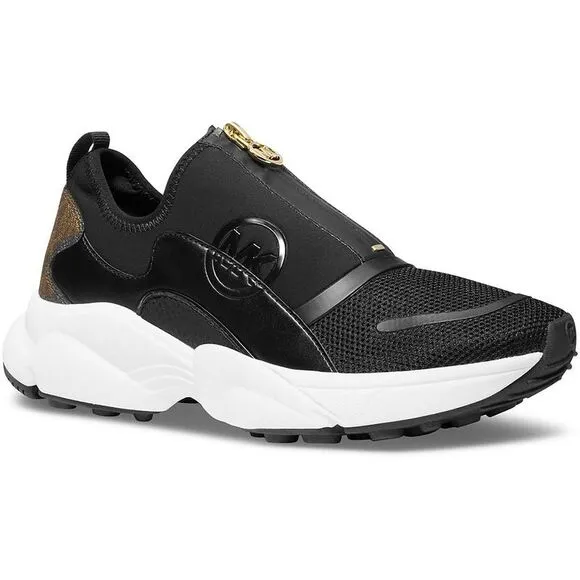 MICHAEL Michael Kors Womens Sami Zip Black Casual And Fashion Sneakers New