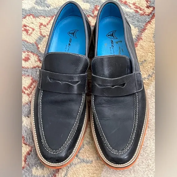 Michael Toschi Cabo Penny Loafers Steel / Orange Sole Size 9 US/ 8.5 UK
