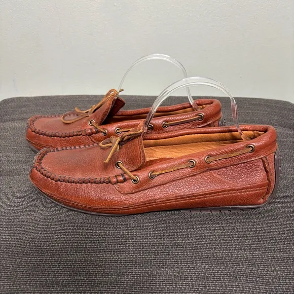 Minnetonka Double Bottom Driver Moccasin Loafers-Brown-Leather-Men Size 9