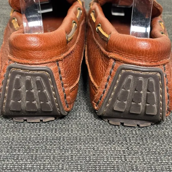 Minnetonka Double Bottom Driver Moccasin Loafers-Brown-Leather-Men Size 9