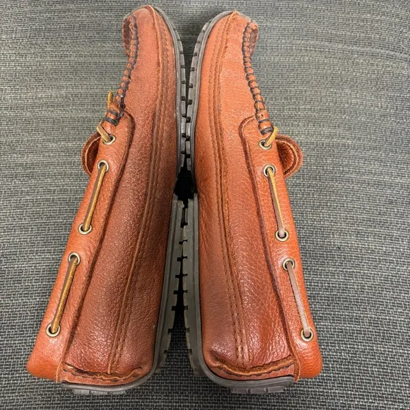 Minnetonka Double Bottom Driver Moccasin Loafers-Brown-Leather-Men Size 9