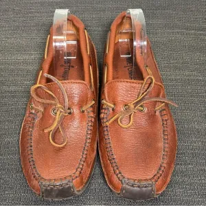 Minnetonka Double Bottom Driver Moccasin Loafers-Brown-Leather-Men Size 9