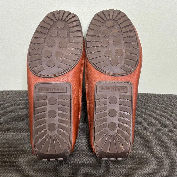 Minnetonka Double Bottom Driver Moccasin Loafers-Brown-Leather-Men Size 9