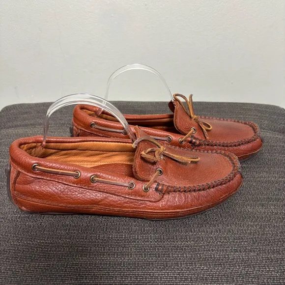 Minnetonka Double Bottom Driver Moccasin Loafers-Brown-Leather-Men Size 9