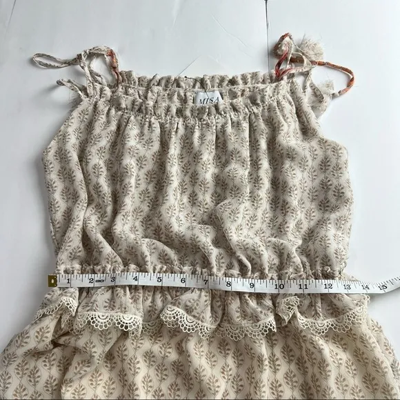 Misa Ruffled Midi Dress Cream and Pink Floral Size Large Dionica #girlcore