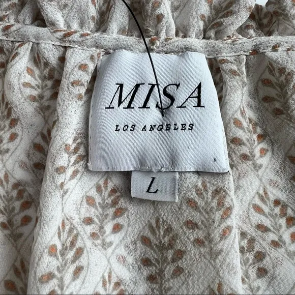 Misa Ruffled Midi Dress Cream and Pink Floral Size Large Dionica #girlcore
