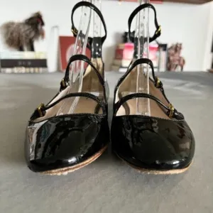 Miu Miu Patent Leather Triple Strap Mary Jane Flats