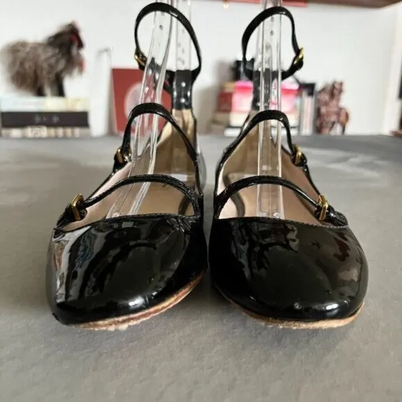 Miu Miu Patent Leather Triple Strap Mary Jane Flats