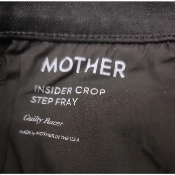 Mother Jeans Insider crop step fray guilty racer black stripe jeans NOWT