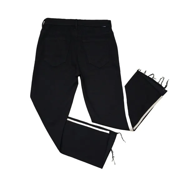 Mother Jeans Insider crop step fray guilty racer black stripe jeans NOWT