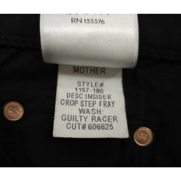 Mother Jeans Insider crop step fray guilty racer black stripe jeans NOWT