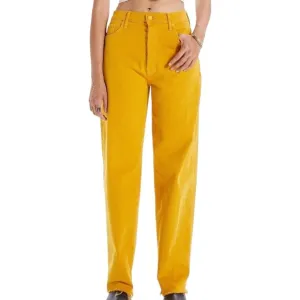 MOTHER The Curbside Heel Fray Straight Amber Yellow Jeans Size 23