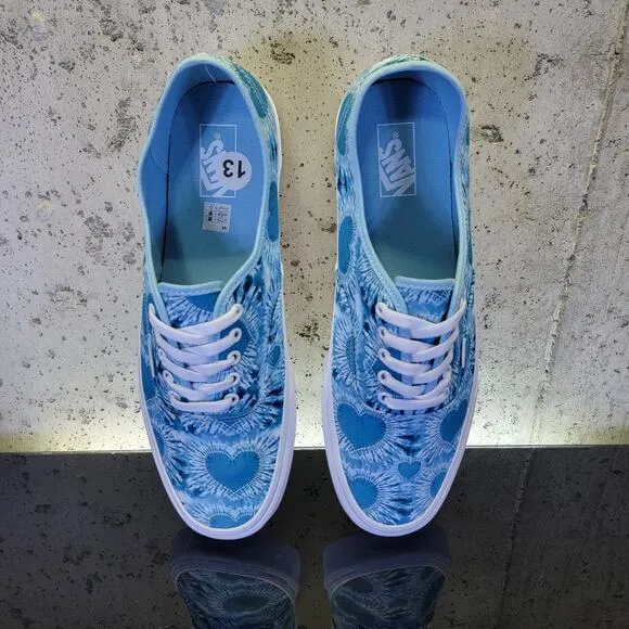 MSRP $80 Vans Authentic &quot;Tie-Dye Hearts&quot; Sneakers, Men's Size 13, Blue/White