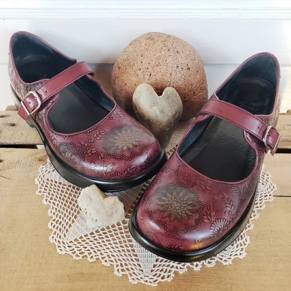 Mulberry Dansko Platform Mary Jane Vintage Straps Buckles Boho Whimsigoth 7.5-8
