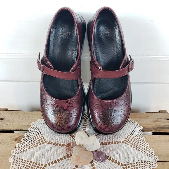 Mulberry Dansko Platform Mary Jane Vintage Straps Buckles Boho Whimsigoth 7.5-8