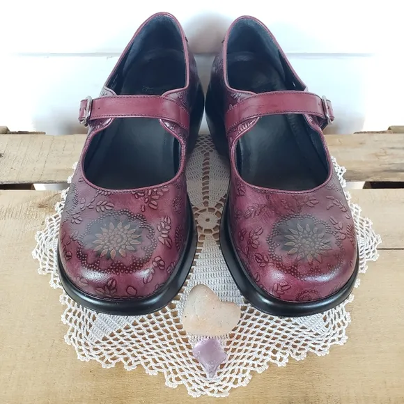 Mulberry Dansko Platform Mary Jane Vintage Straps Buckles Boho Whimsigoth 7.5-8