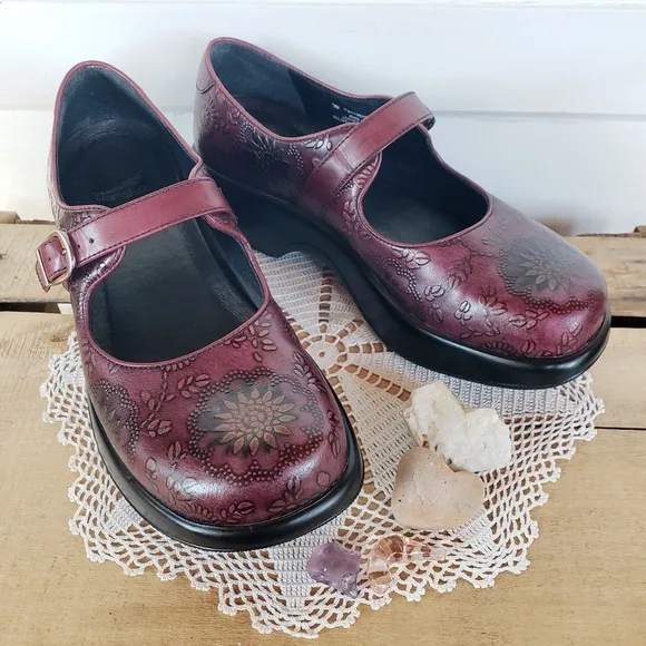 Mulberry Dansko Platform Mary Jane Vintage Straps Buckles Boho Whimsigoth 7.5-8