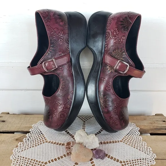 Mulberry Dansko Platform Mary Jane Vintage Straps Buckles Boho Whimsigoth 7.5-8
