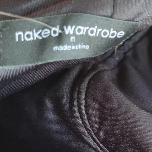 Naked Wardrobe Extra Drippin' Crossover Halter Midi Dress Black Medium