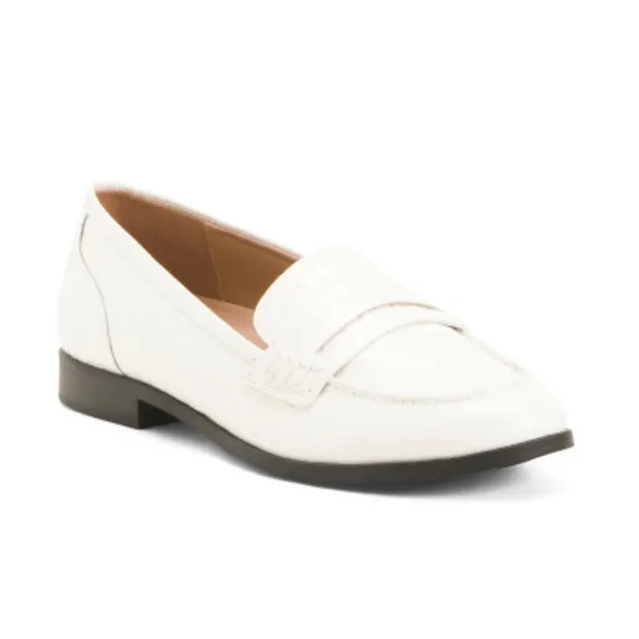 Naturalizer Premium MIA Comfort Loafers Warm White Croc Embossed Women’s Size 8