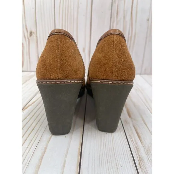 Naturalizer Suede Wedge Heel Oxford Loafers Size 7.5