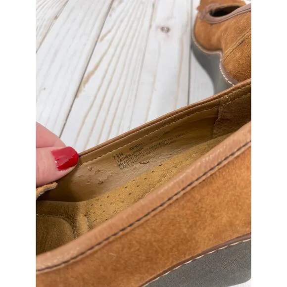 Naturalizer Suede Wedge Heel Oxford Loafers Size 7.5