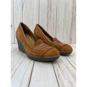 Naturalizer Suede Wedge Heel Oxford Loafers Size 7.5