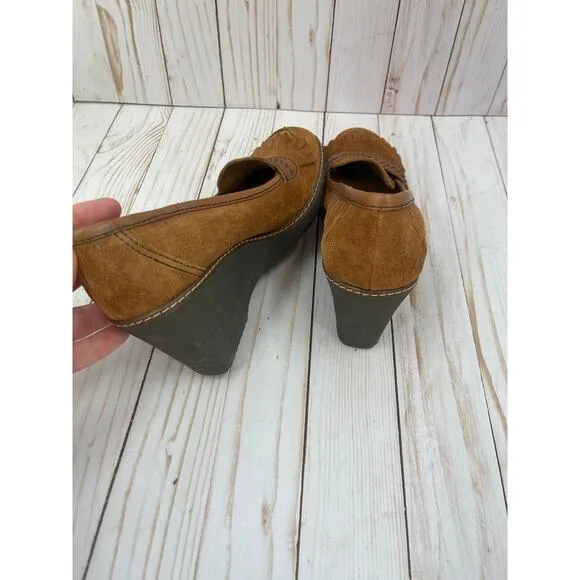 Naturalizer Suede Wedge Heel Oxford Loafers Size 7.5