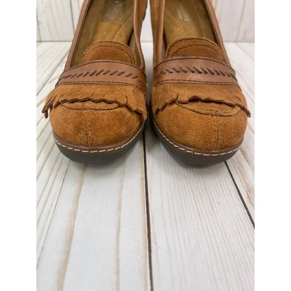 Naturalizer Suede Wedge Heel Oxford Loafers Size 7.5