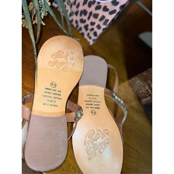 Naughty Monkey NIB Pony Pass Gold Jeweled Flats Size 9.5