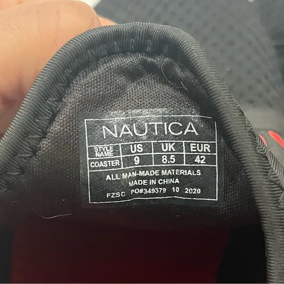 Nautica Casual Slip on Black and Red Fashion Sneakers Men’s Size 9