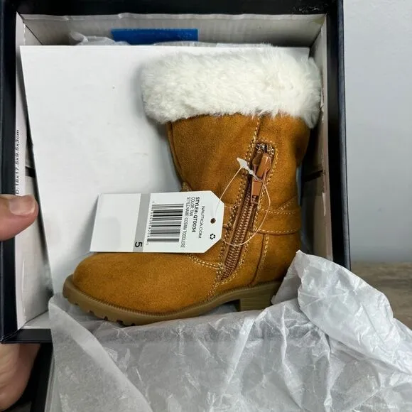 NAUTICA Girls Warm Boots-Cold Weather Fashion With Sherpa Fur Size 13 # Box H601