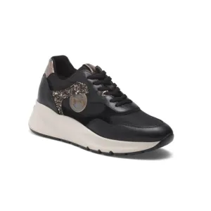 NEROGIARDINI Black Made In Italy Leather Fashion Wedge Sneakers