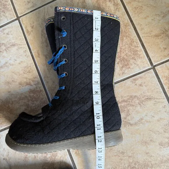 Nesna Lobben Norwegian Quilted Felted Wool Tall Boots Black EU 43