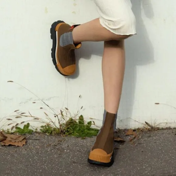 NEW 4CCCCEES Suede Esker Chelsea Boots black for women 1368tn