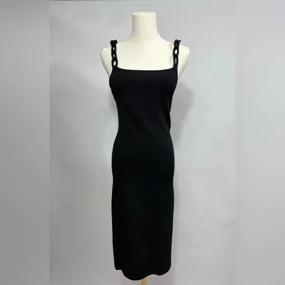 New! Alice   Olivia Alina Braid Strap Bodycon midi‎ Dress Black Sz Small $395
