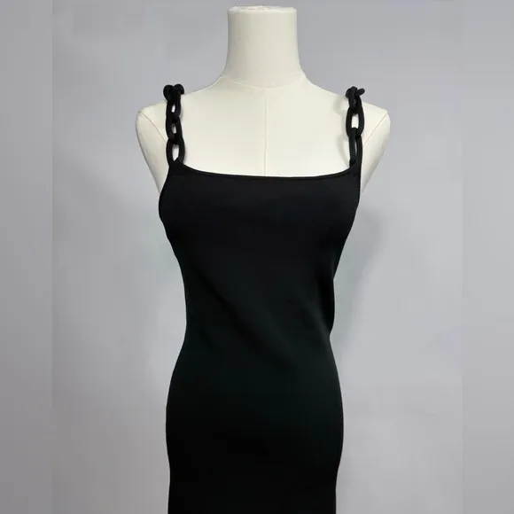 New! Alice   Olivia Alina Braid Strap Bodycon midi‎ Dress Black Sz Small $395