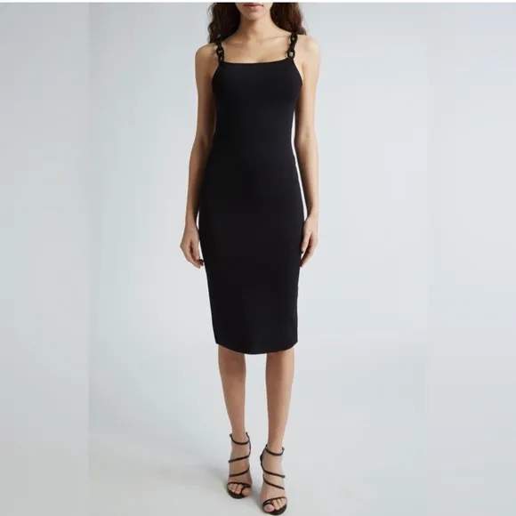 New! Alice   Olivia Alina Braid Strap Bodycon midi‎ Dress Black Sz Small $395