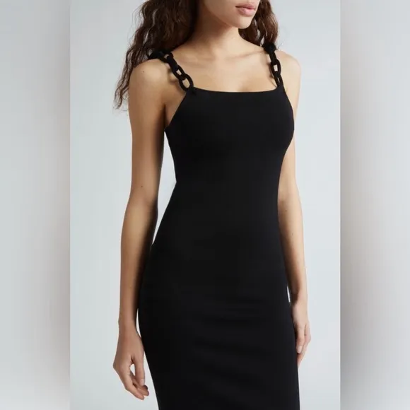 New! Alice   Olivia Alina Braid Strap Bodycon midi‎ Dress Black Sz Small $395