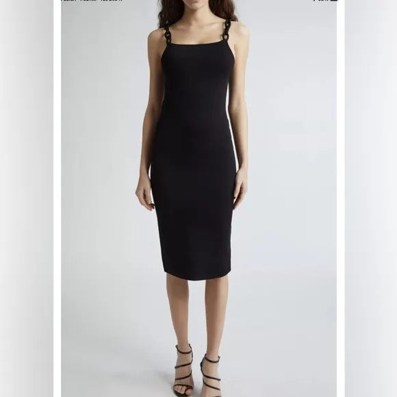 New! Alice   Olivia Alina Braid Strap Bodycon midi‎ Dress Black Sz Small $395