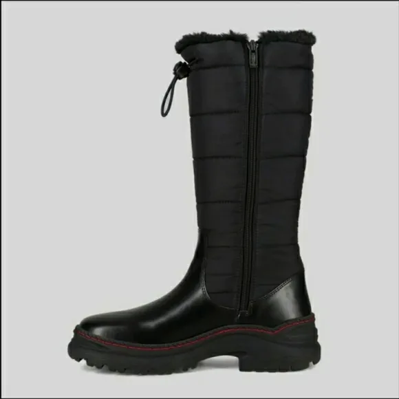 NEW Aquatherm Canada Adie black leather quilted tall winter boots 7