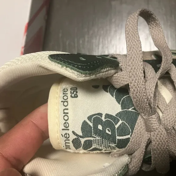 New Balance Men's Green and Cream Sneakers
