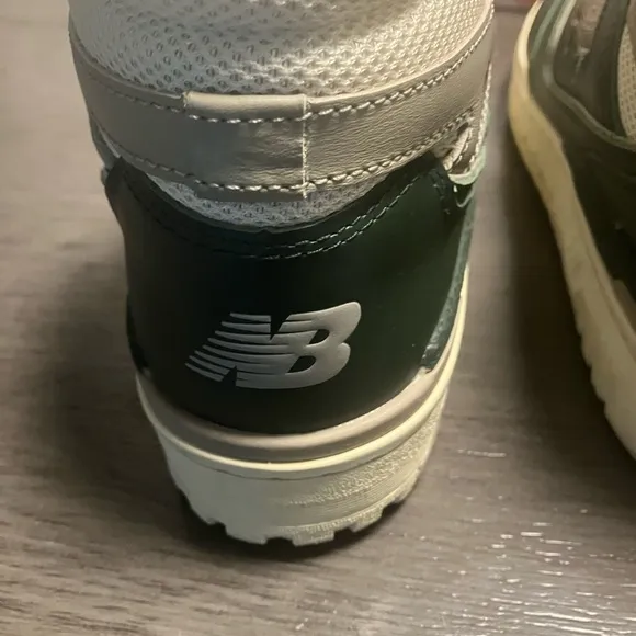 New Balance Men's Green and Cream Sneakers