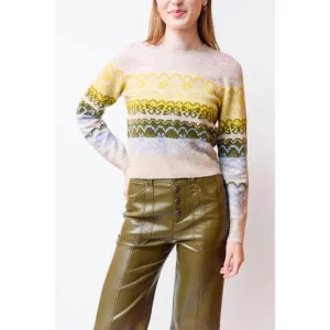 NEW CINQ A SEPT fair isle pullover in oatmeal/multi