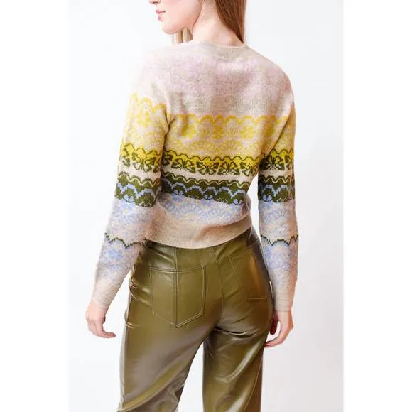 NEW CINQ A SEPT fair isle pullover in oatmeal/multi